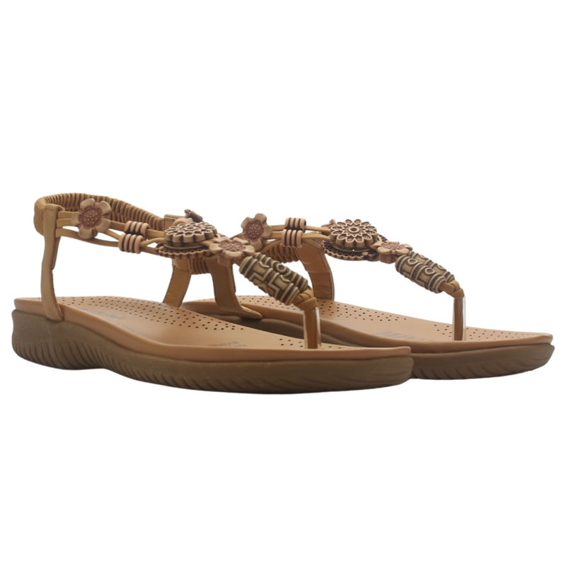 SANDALIA MUJER CASUAL CAMEL CHALADA CLARA-10 - 5