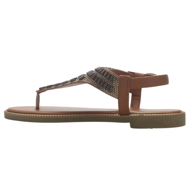 SANDALIA MUJER CASUAL CAMEL CHALADA BUCKEL-5 - 2