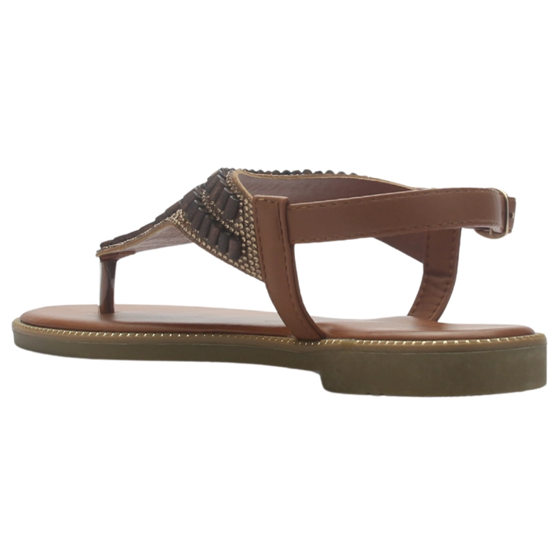 SANDALIA MUJER CASUAL CAMEL CHALADA BUCKEL-5 - 4