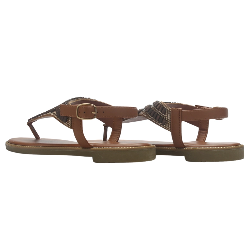 SANDALIA MUJER CASUAL CAMEL CHALADA BUCKEL-5 - 6