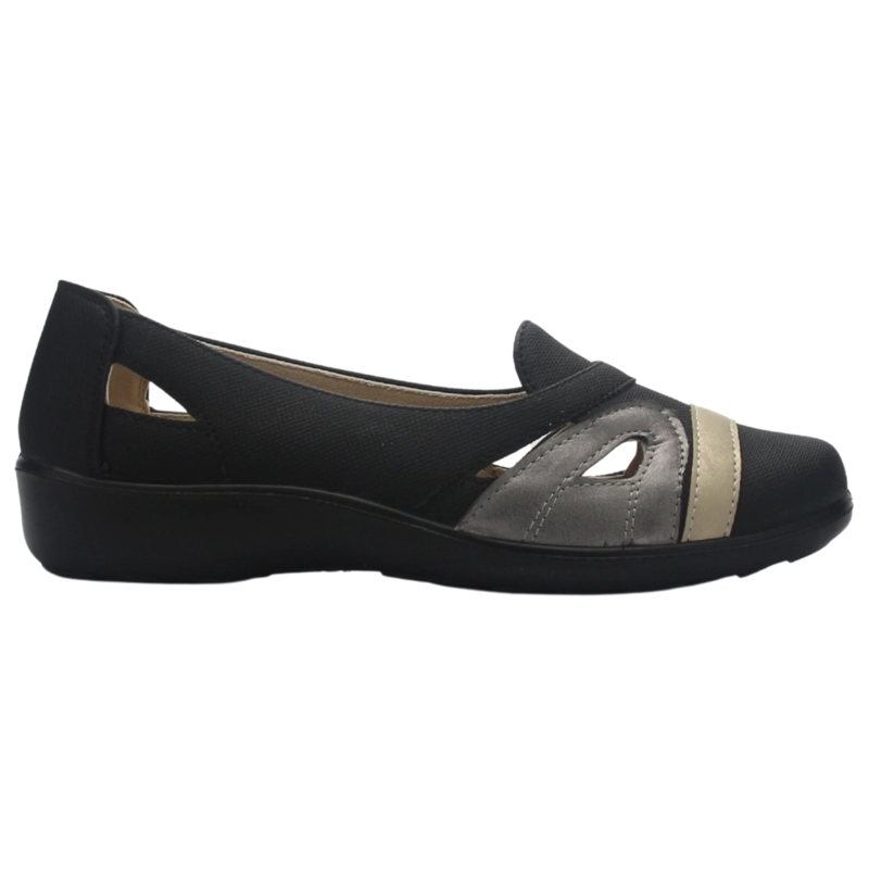 ZAPATO MUJER CASUAL NEGRO DORADO CHALADA DECO-12 - 1