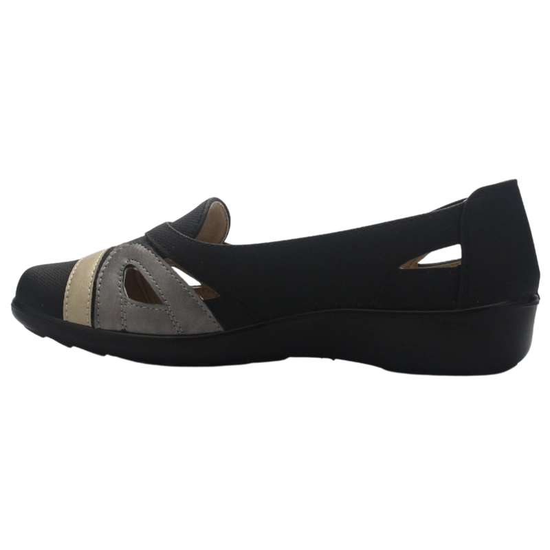 ZAPATO MUJER CASUAL NEGRO DORADO CHALADA DECO-12 - 2