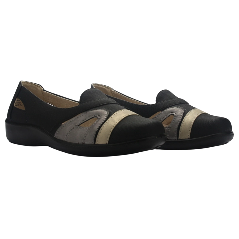 ZAPATO MUJER CASUAL NEGRO DORADO CHALADA DECO-12 - 5
