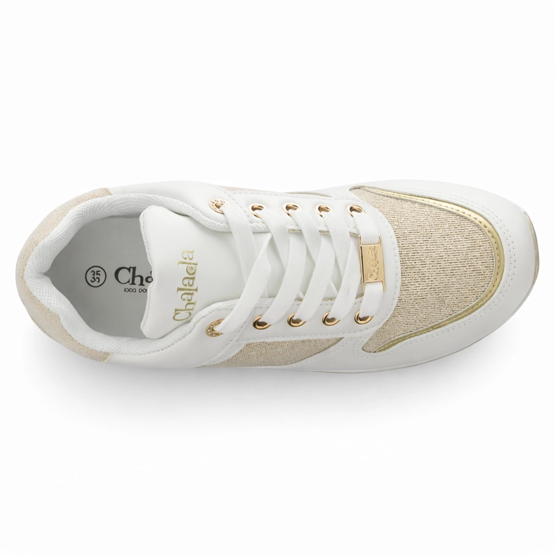 ZAPATILLA BLANCO Y DORADO MUJER URBANO CHALADA BOLKINEW - 5
