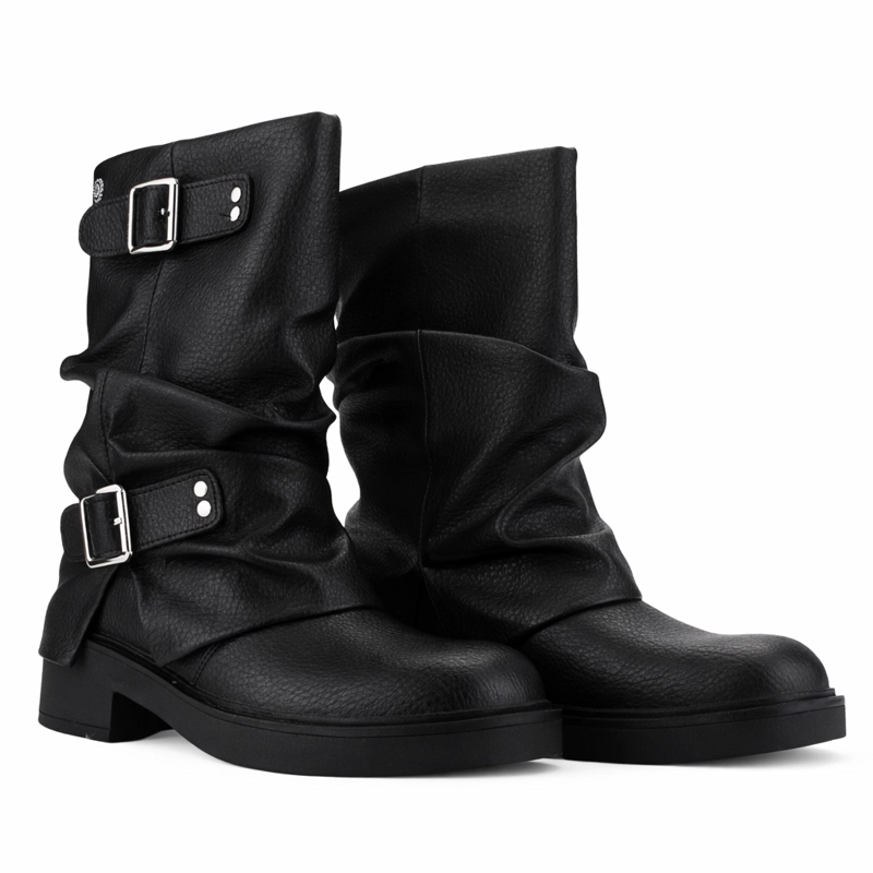 BOTIN NEGRO MUJER CASUAL CHALADA BIKER - 5