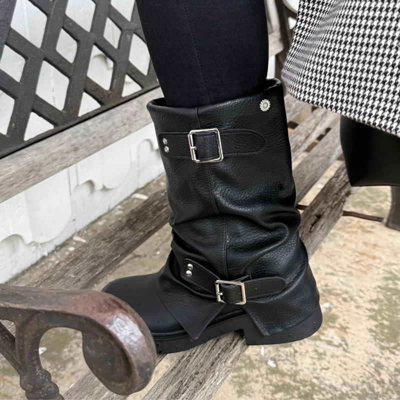 BOTIN NEGRO MUJER CASUAL CHALADA BIKER - 7