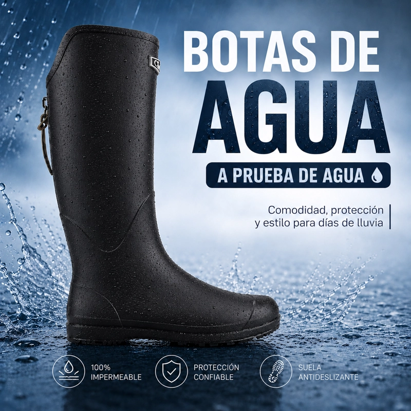 BOTA DE AGUA NEGRO MUJER CASUAL CHALADA TORTEL - 2