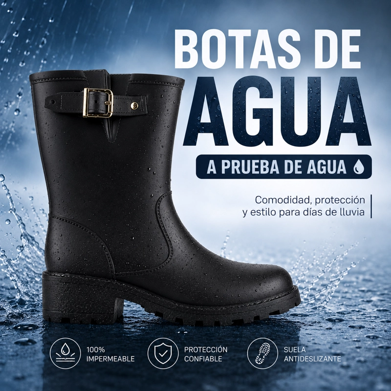 BOTA DE AGUA NEGRO MUJER CASUAL CHALADA MAIPO - 2