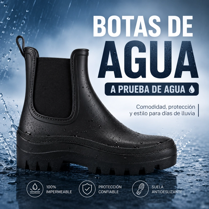 BOTA DE AGUA NEGRO MUJER CASUAL CHALADA BAKER - 2