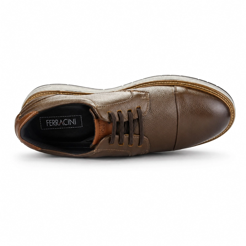 ZAPATO CAFE  CLARO HOMBRE CASUAL FERRACINI AUSTIN 5166 - 5