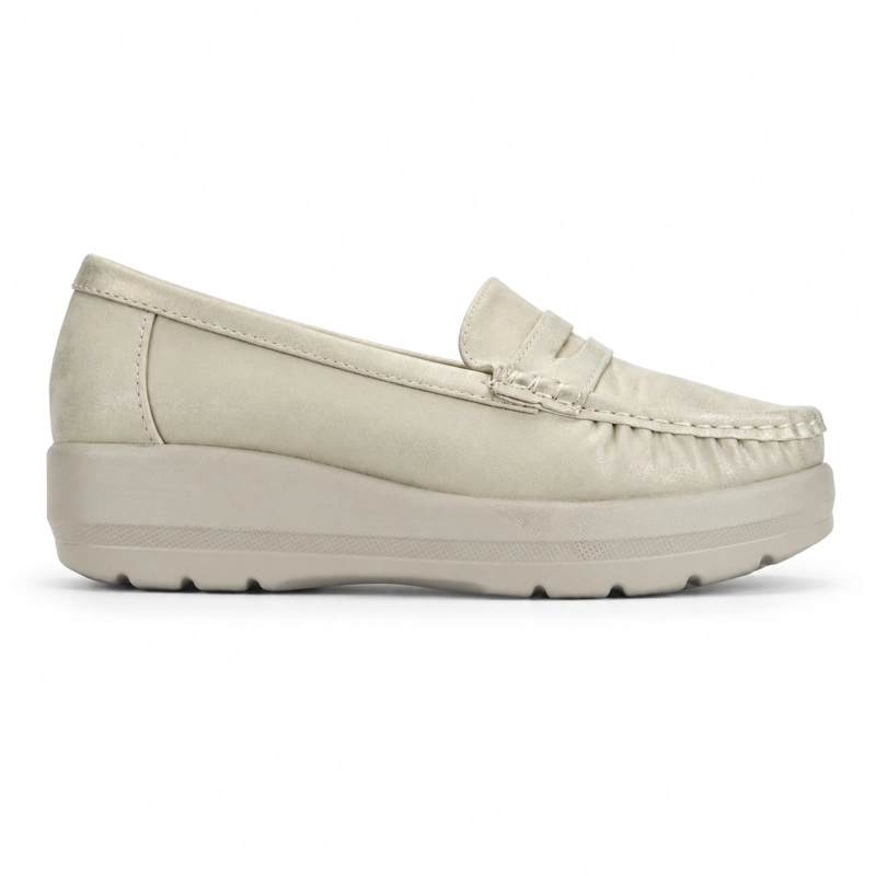 MOCASIN DORADO MUJER CASUAL CHALADA CANDA - 1