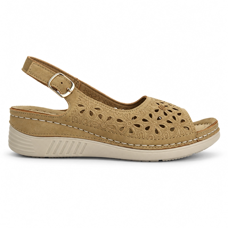 SANDALIA BEIGE MUJER CASUAL CHALADA MULAN - 1
