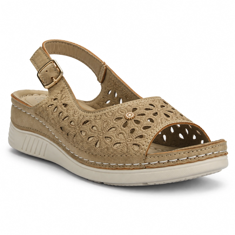 SANDALIA BEIGE MUJER CASUAL CHALADA MULAN - 3