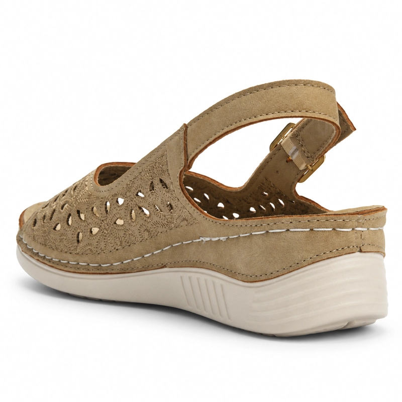 SANDALIA BEIGE MUJER CASUAL CHALADA MULAN - 4