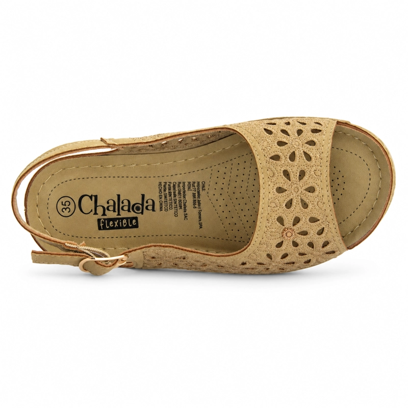 SANDALIA BEIGE MUJER CASUAL CHALADA MULAN - 5