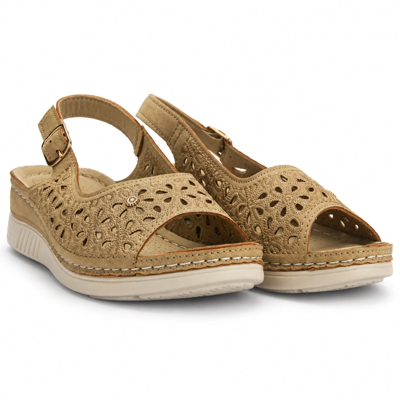 SANDALIA BEIGE MUJER CASUAL CHALADA MULAN - 7