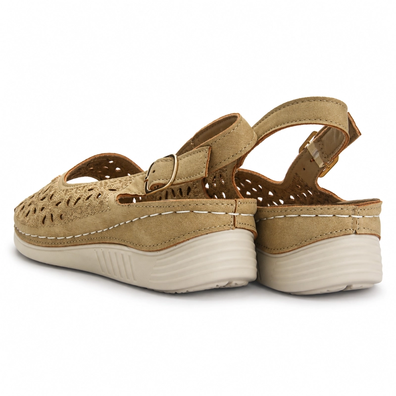 SANDALIA BEIGE MUJER CASUAL CHALADA MULAN - 8