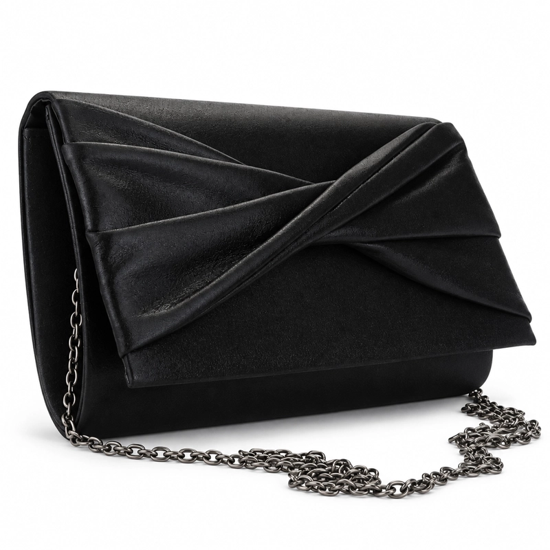 CARTERA NEGRO BRILLANTE MUJER MODA CHALADA CARTERA - 4