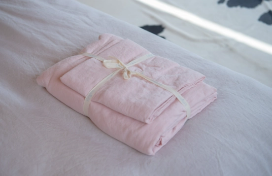 CUBREPLUMON TWIN 100% LINO ROSADO - 2
