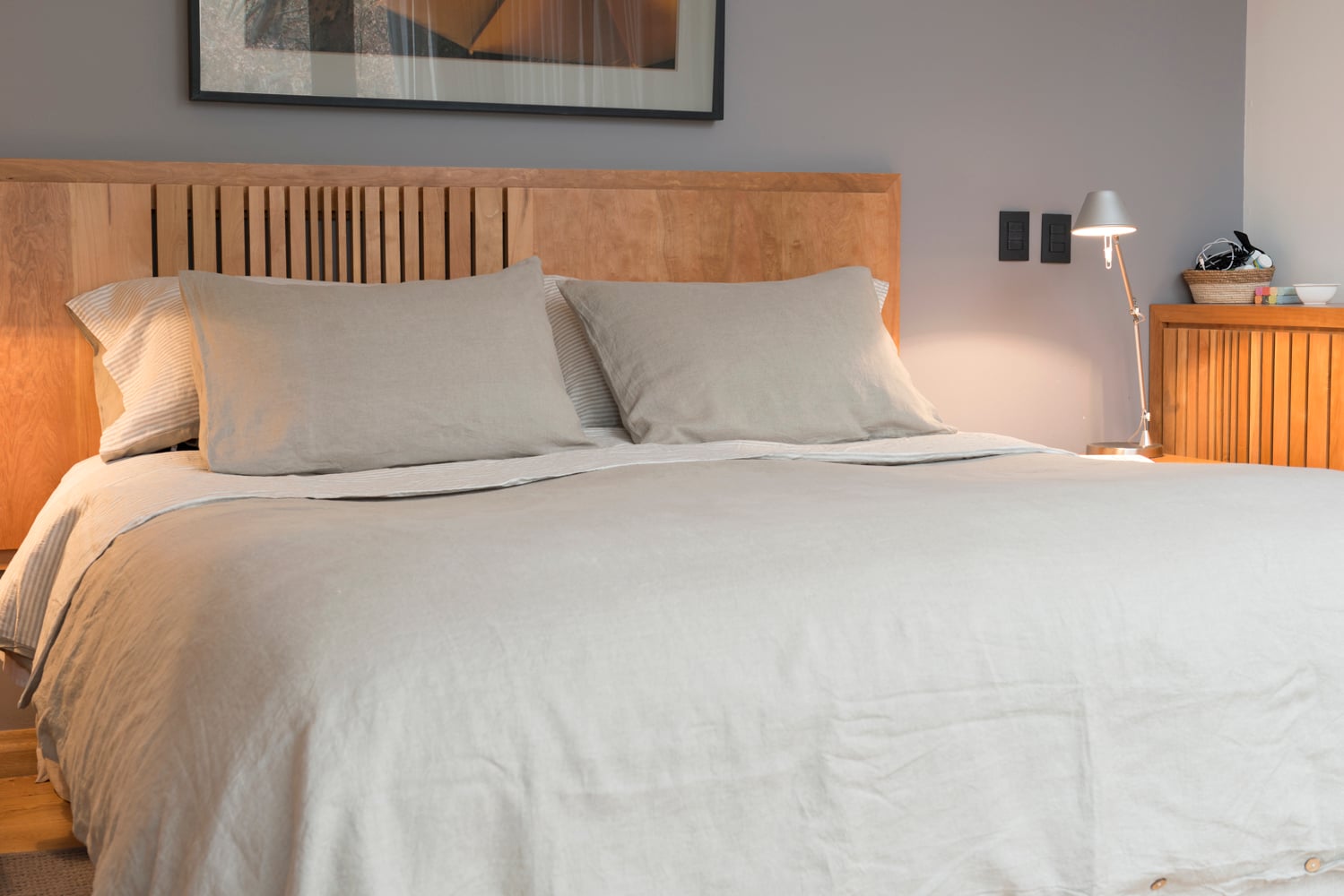 FUNDA ALMOHADA PUROLINO PAR NATURAL KING 95 X 50 CM ARENA - 1