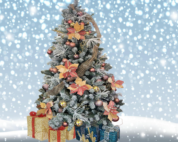 ÁRBOL DE NAVIDAD NEVADO 1,8 M CON ADORNOS COLOR PALOROSA - 1