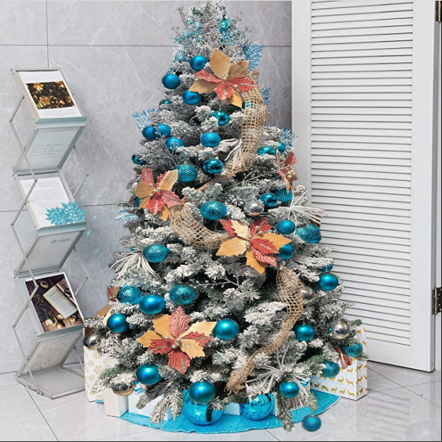 ÁRBOL DE NAVIDAD NEVADO 1,8 M, CON ADORNOS COLOR AZUL - 2