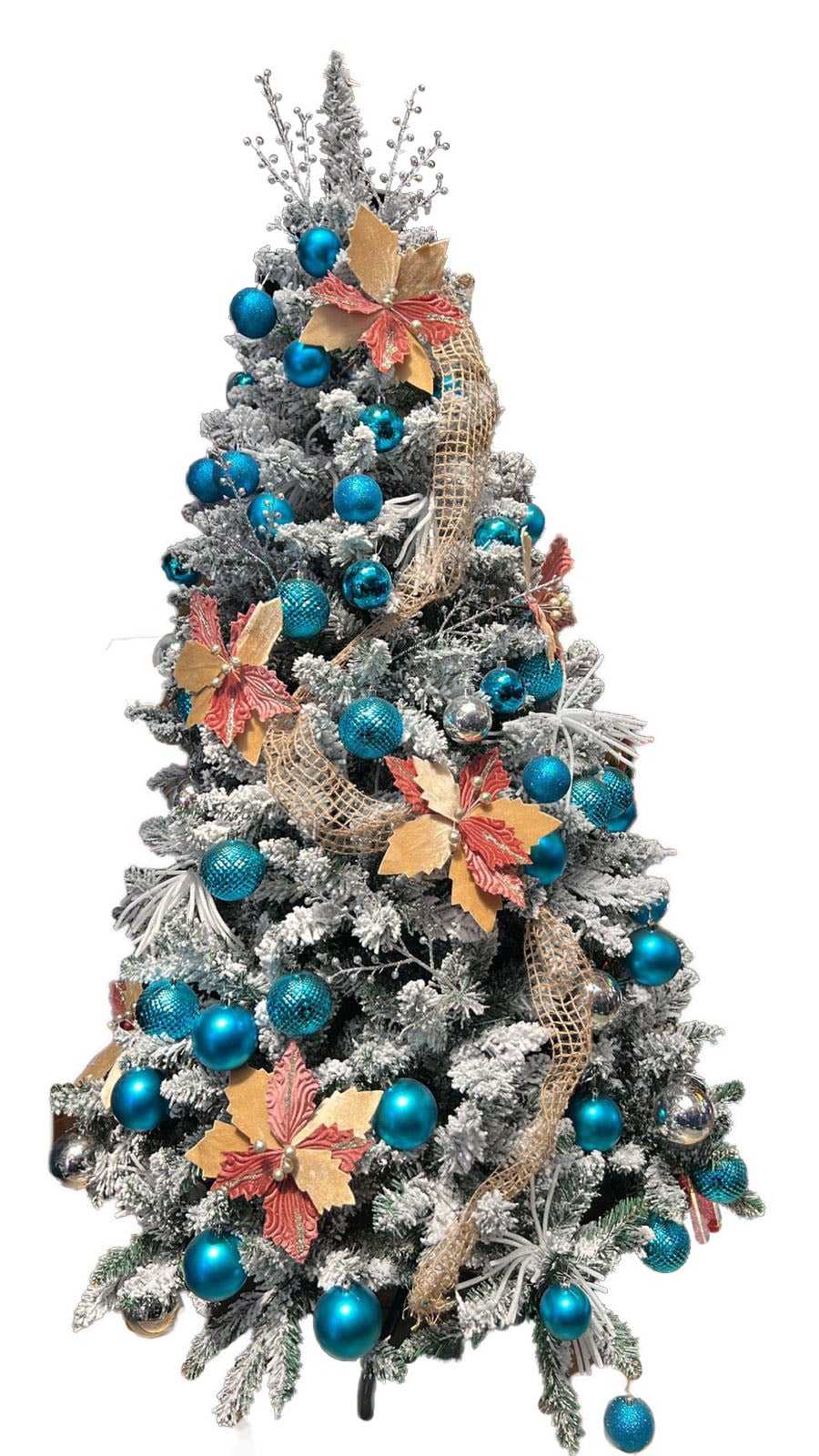 ÁRBOL DE NAVIDAD NEVADO 1,8 M, CON ADORNOS COLOR AZUL - 2