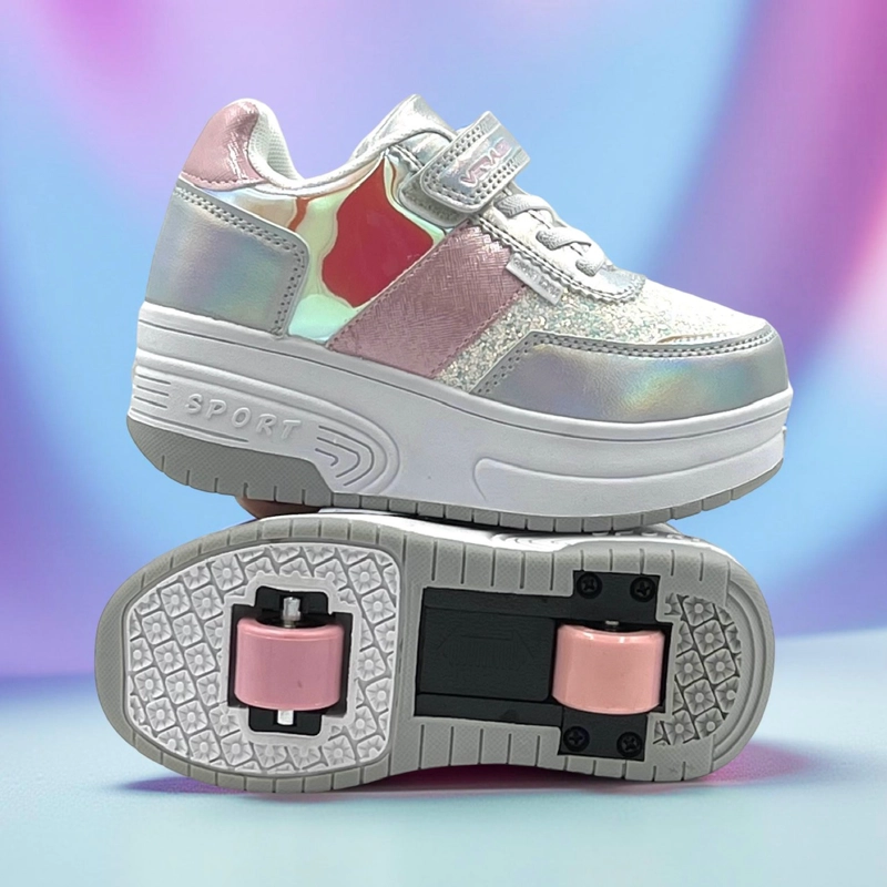 ZAPATILLAS CON RUEDAS TIPO PATIN PLATA - 1