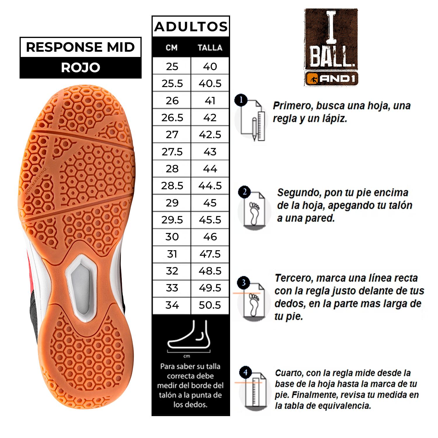 ZAPATILLAS ADULTO I BALL RESPONSE MID ROJO / NEGRO - 5