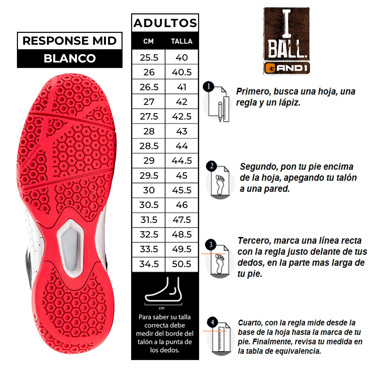 ZAPATILLAS ADULTO I BALL RESPONSE MID BLANCO / ROJO / NEGRO - 5