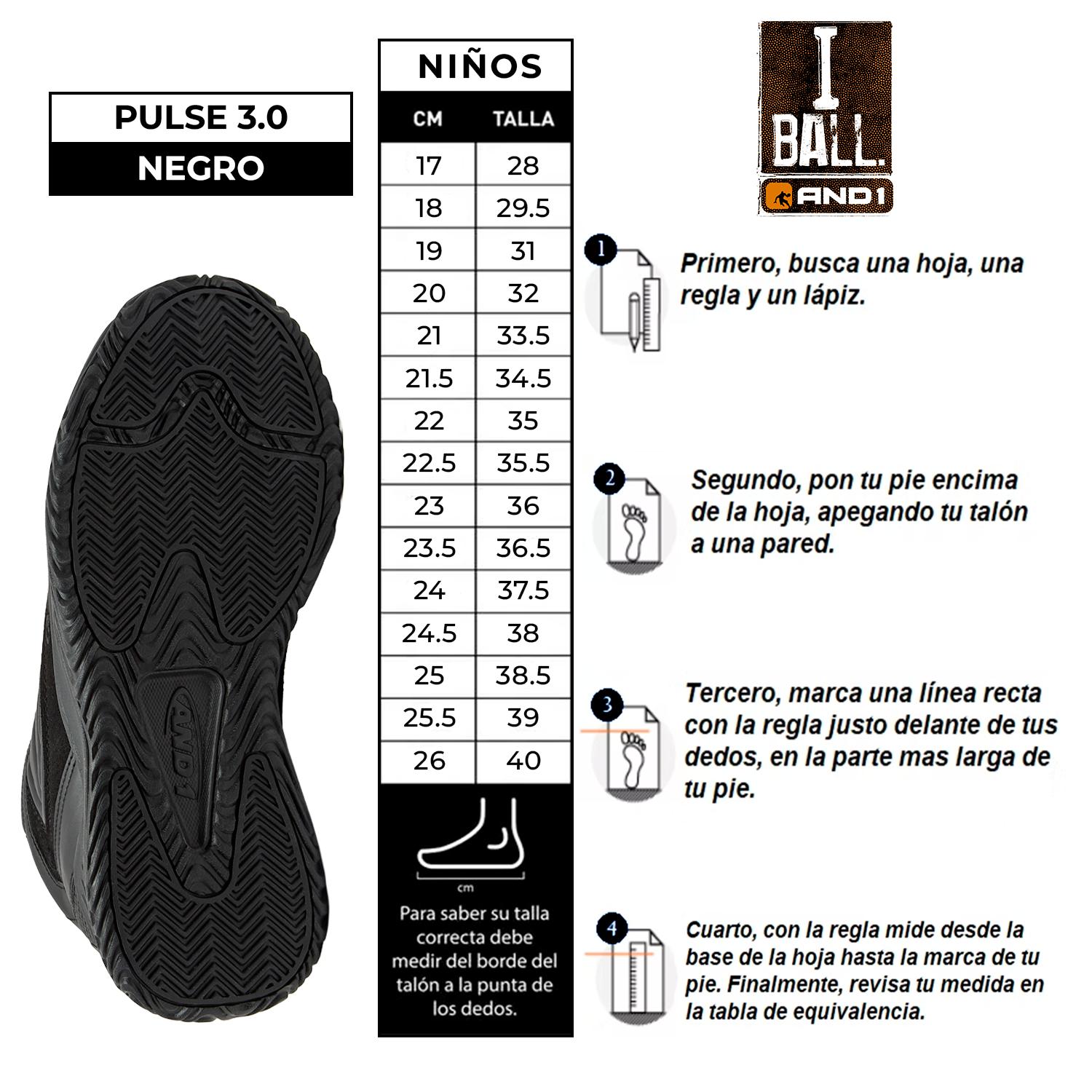ZAPATILLAS NIÑOS AND1 PULSE 3.0 EN COLOR NEGRO - 4