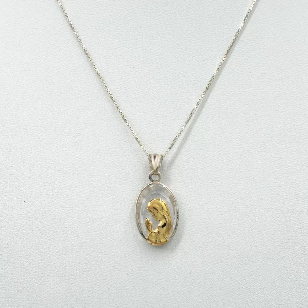 CONJUNTO VIRGEN NIÑA OVALADA PLATA 925 - 1