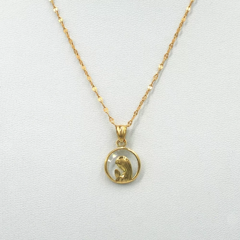 CONJUNTO VIRGEN NIÑA 12MM ORO 18K CRISTAL - 1
