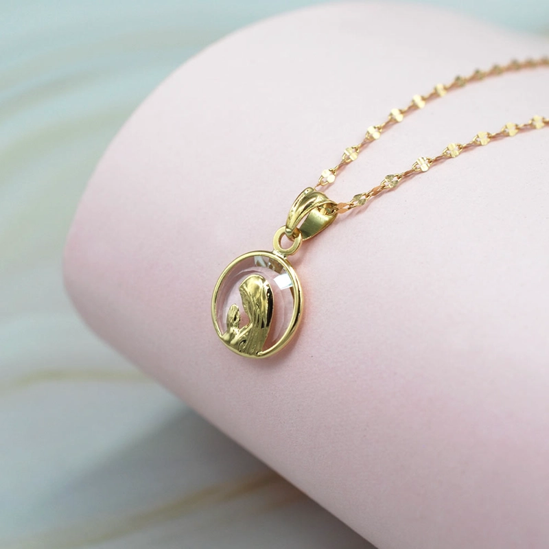 CONJUNTO VIRGEN NIÑA 12MM ORO 18K CRISTAL - 2