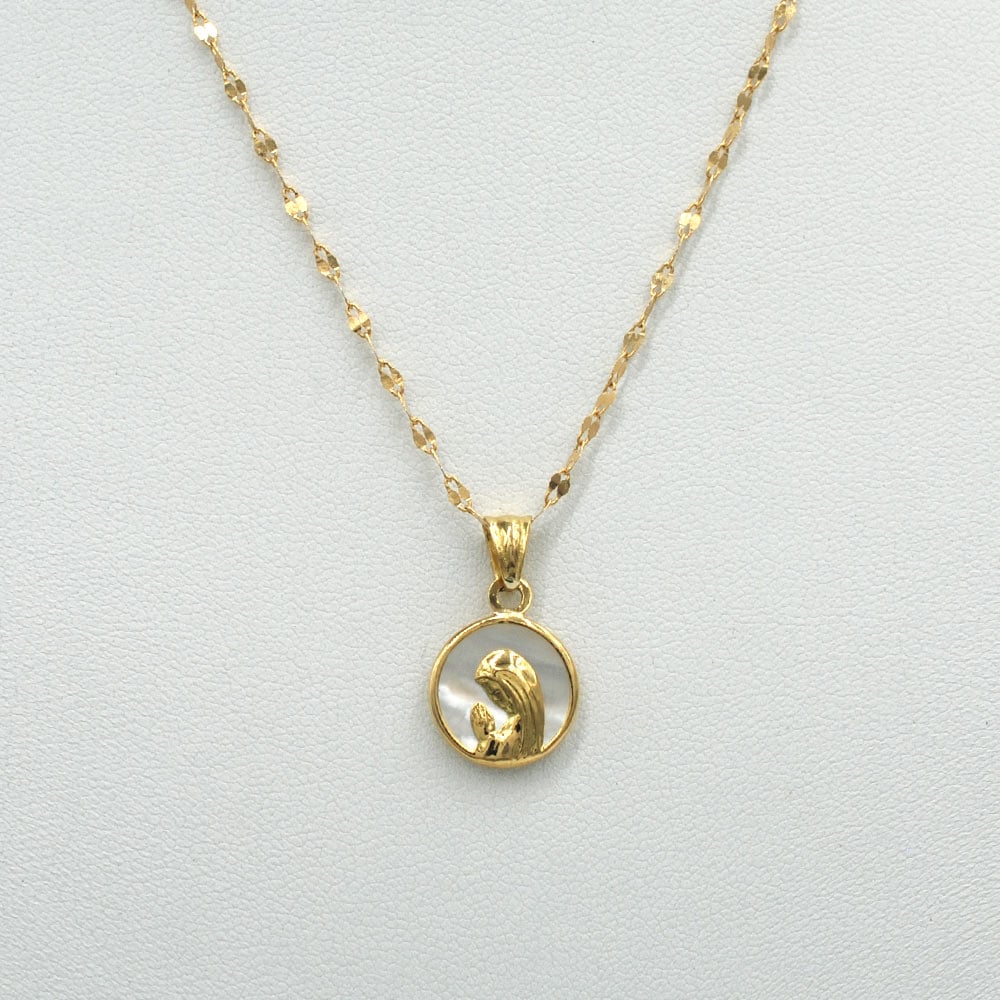 Conjunto Virgen Niña 12mm Oro 18k Nacar - 40cm - 1