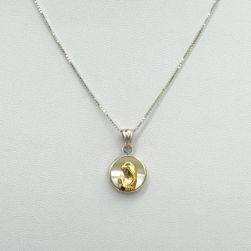 CONJUNTO ELLA JOYAS PLATA VIRGEN NIÑA 12MM DUBLEE NACAR - 1