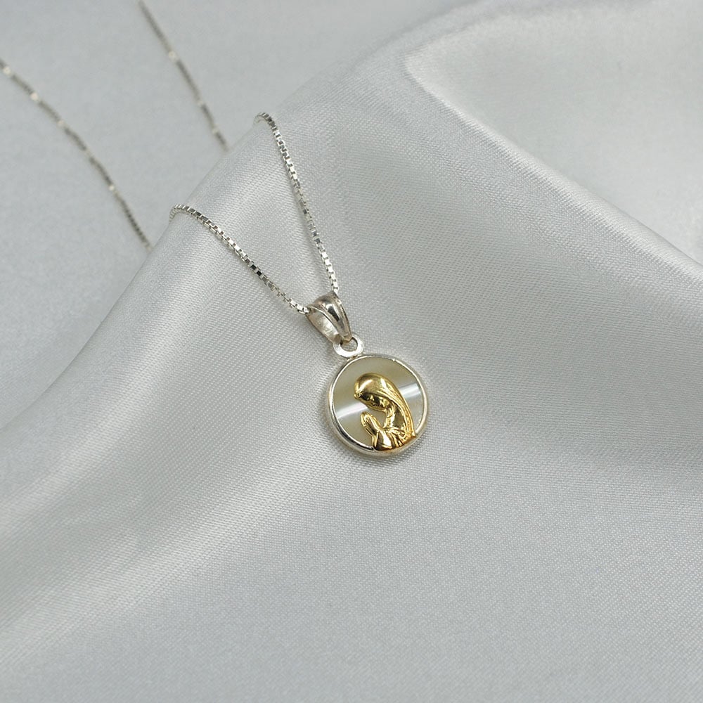 CONJUNTO ELLA JOYAS PLATA VIRGEN NIÑA 12MM DUBLEE NACAR - 3