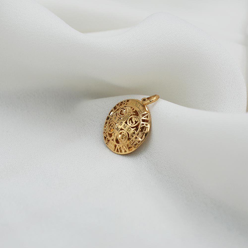 COLGANTE SAN BENITO TRAQUELADO ORO 18K AMARILLO - 16 MM - 1