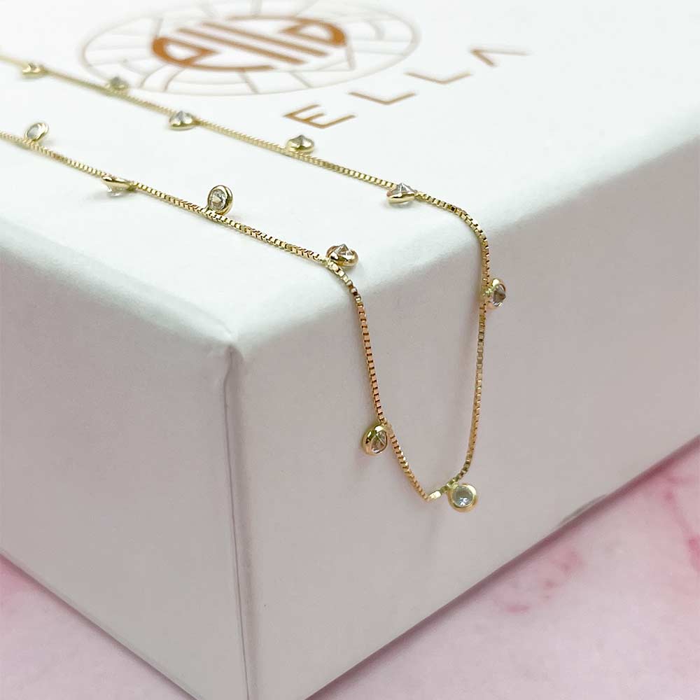 COLLAR PUNTOS DE LUZ ORO 18K - CADENA 40CM - 3