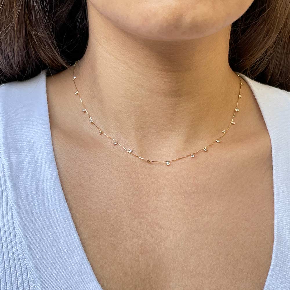 COLLAR PUNTOS DE LUZ ORO 18K - CADENA 40CM - 4