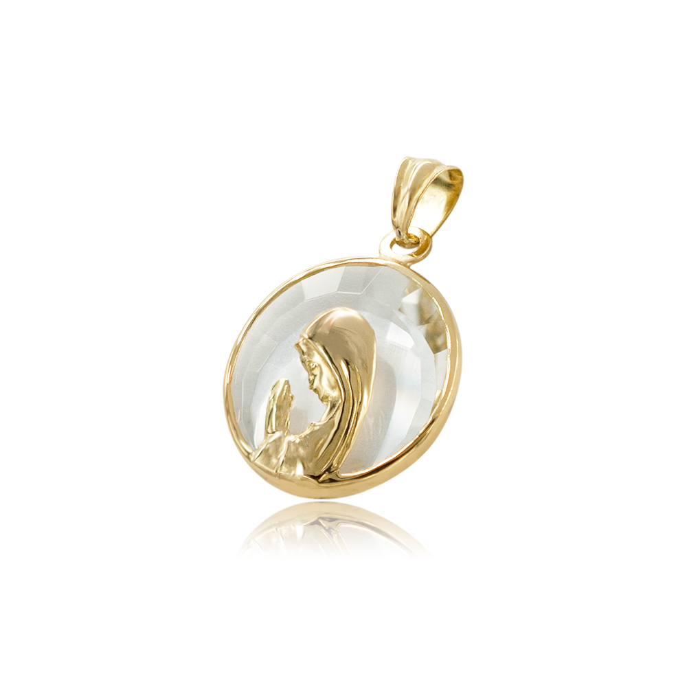 MEDALLA VIRGEN NIÑA ORO 18K CRISTAL - 12MM - 1