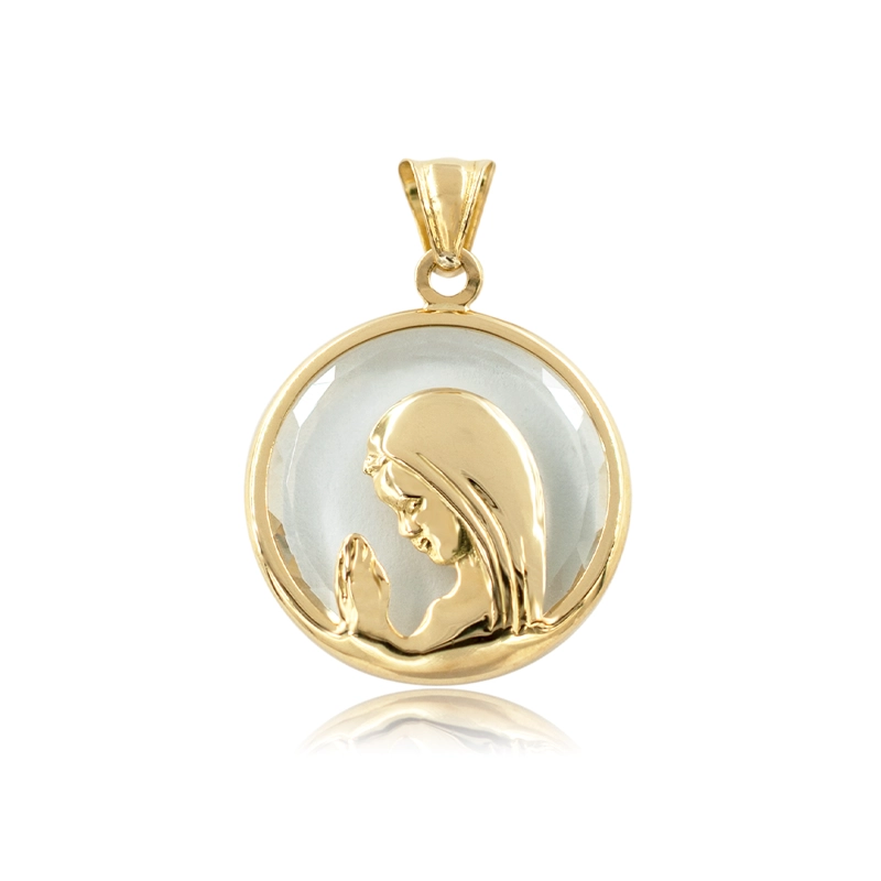 Medalla Virgen Niña 20mm Oro 18k Cristal - 1