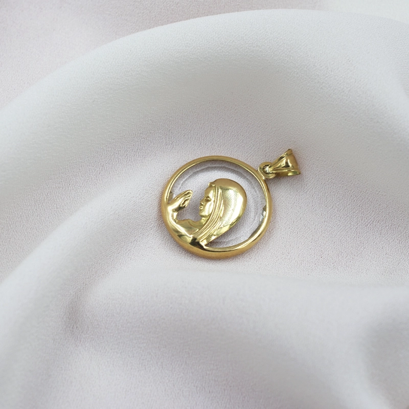 Medalla Virgen Niña 20mm Oro 18k Cristal - 2