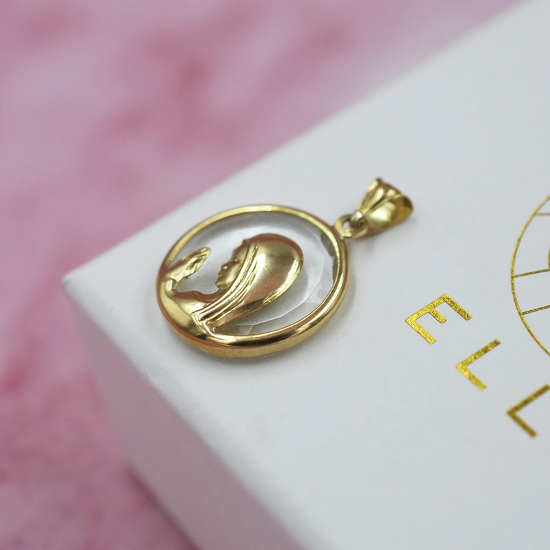 Medalla Virgen Niña 20mm Oro 18k Cristal - 4