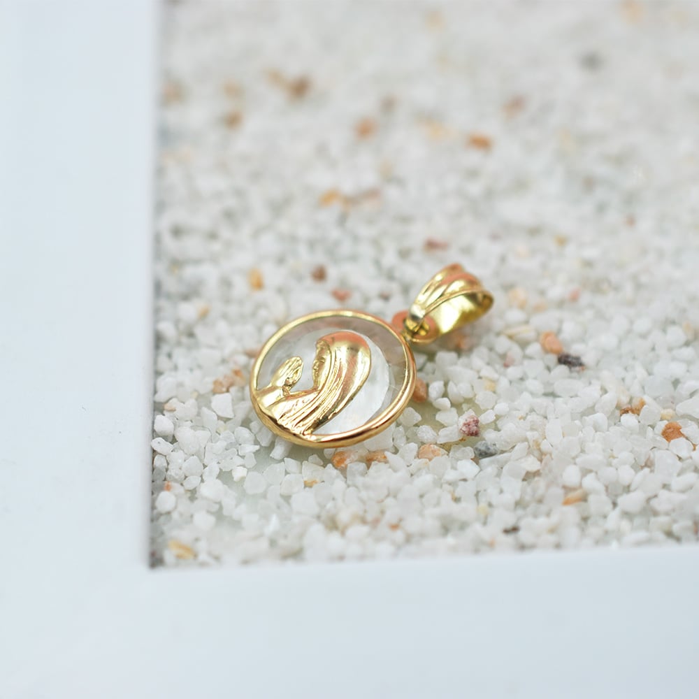 MEDALLA VIRGEN NIÑA ORO 18K CRISTAL - 25MM - 3