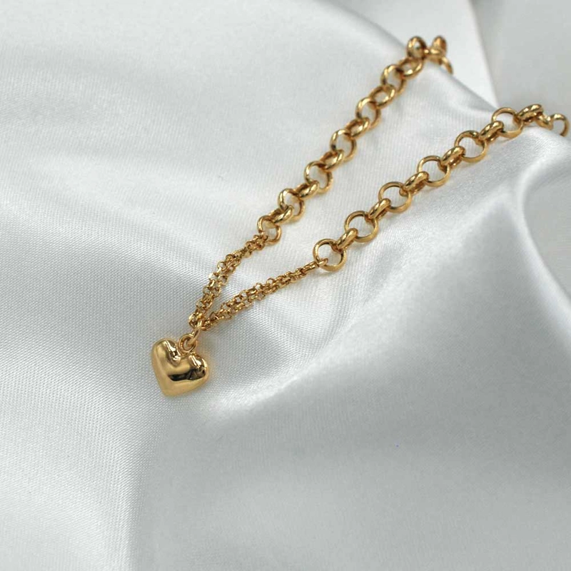 PULSERA ROLO CON CORAZON ORO 18K - 1