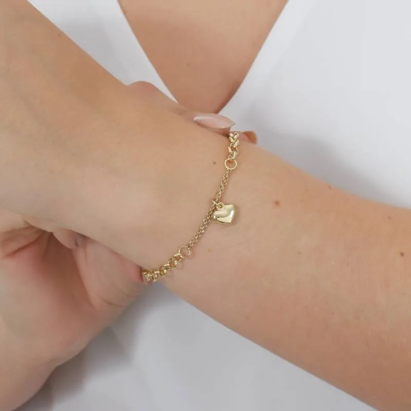 PULSERA ROLO CON CORAZON ORO 18K - 3