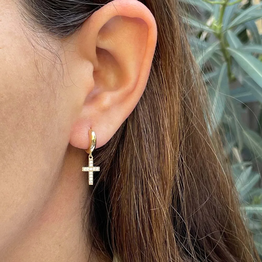 ARO ARGOLLA CRUZ CIRCONES ORO 18K - 4