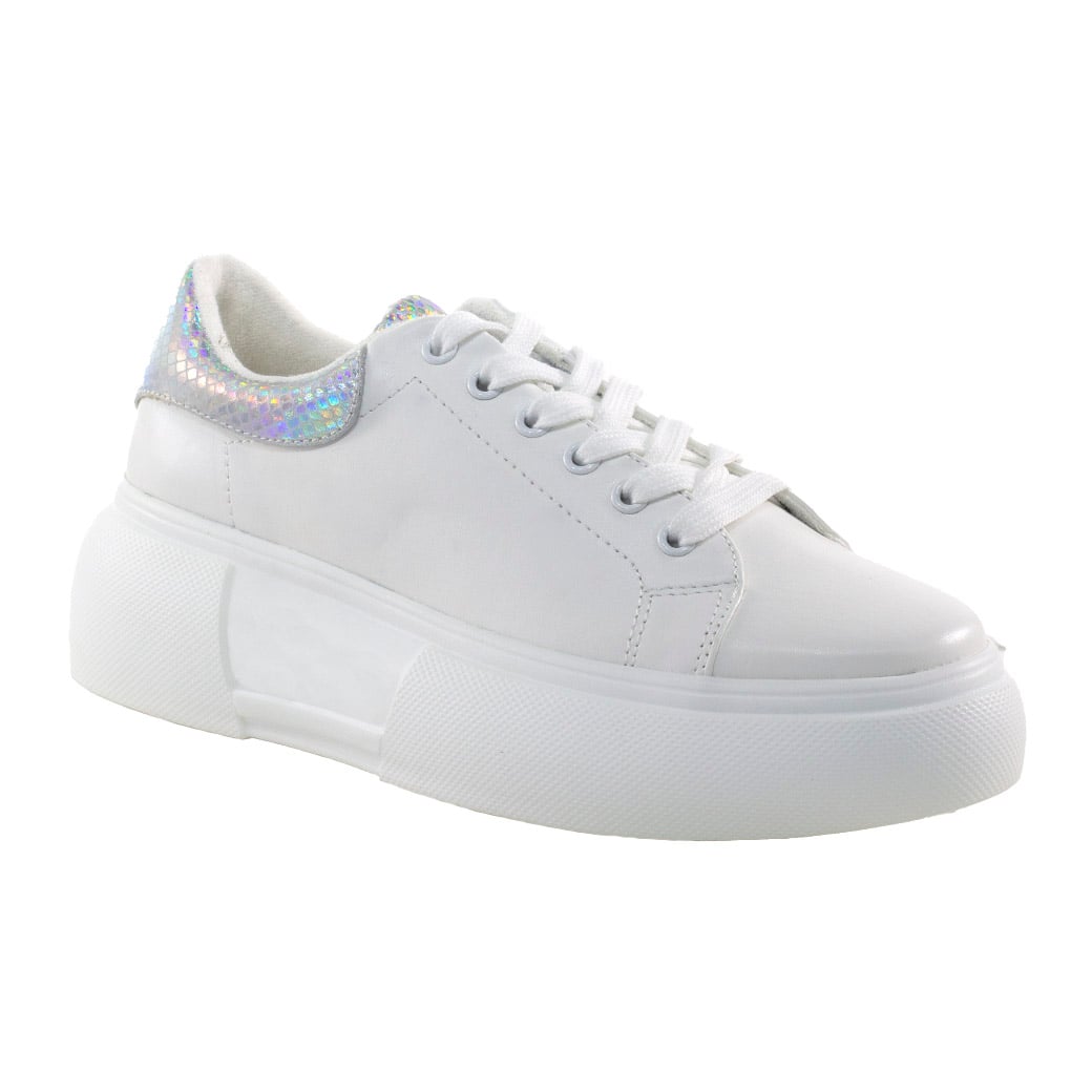 ZAPATILLAS MUJER MAILEA BLANCO ALTA TALON BRILLO - 1