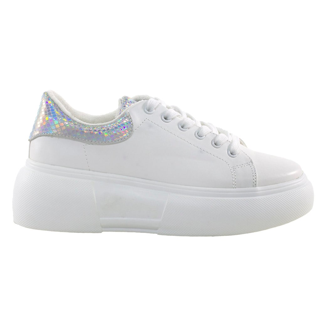 ZAPATILLAS MUJER MAILEA BLANCO ALTA TALON BRILLO - 2
